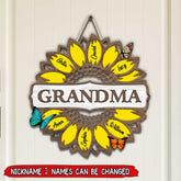 Personalized family Grandma Mom sunflower Shape wooden sign